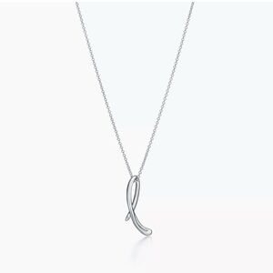 Tiffany & Co Authentic Silver Necklace lowercase L, small, with chain and box